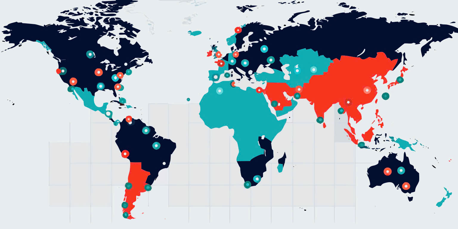 World map showing remote job salary ranges by country